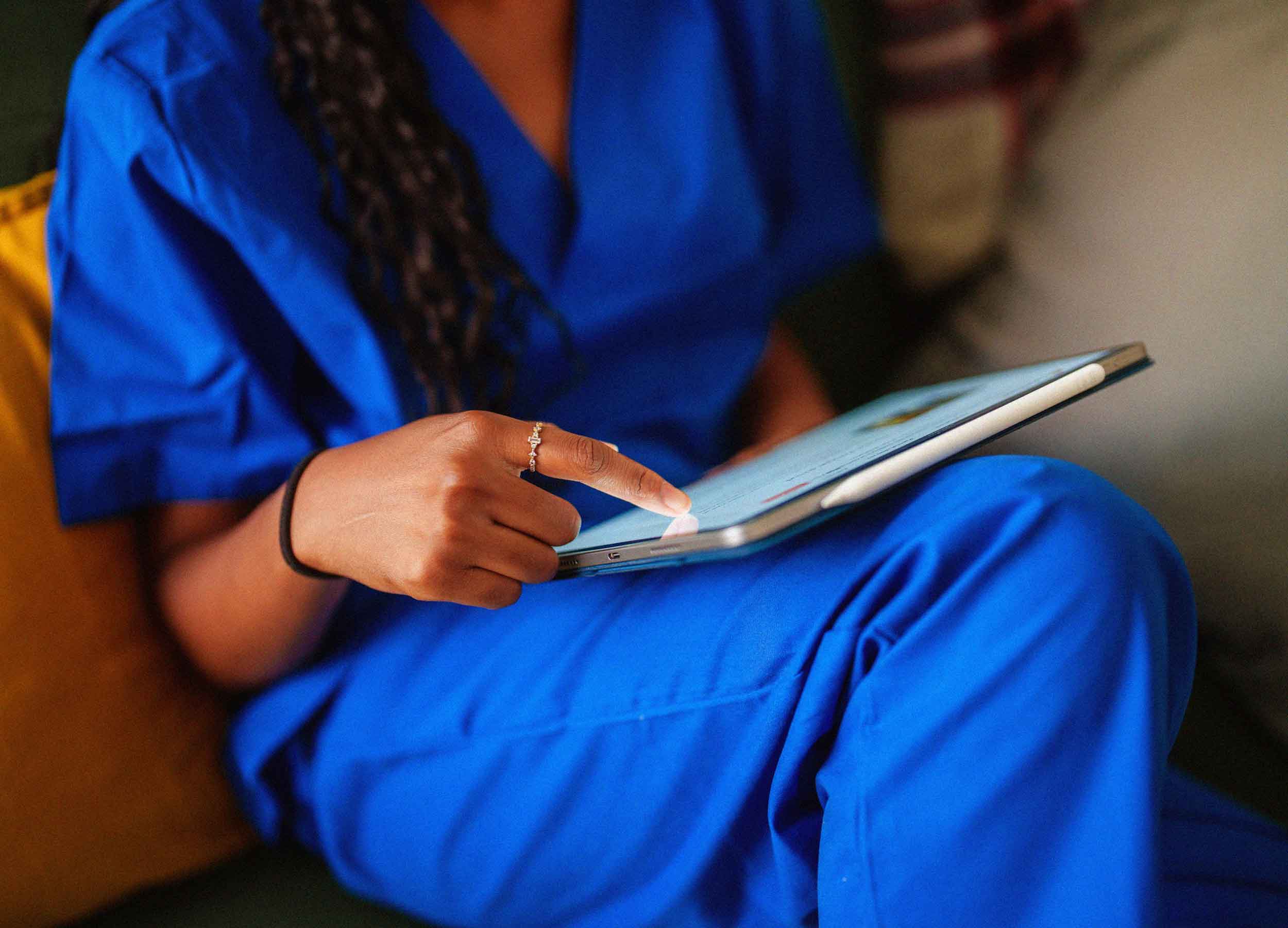 Visual of healthcare professional on device